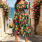 🏖️Summer Hot Sale 60% OFF🏝️👗Floral Smocked Square Neck Midi Dress with Pockets💃