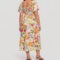 🏖️Summer Hot Sale 60% OFF🏝️👗Floral Smocked Square Neck Midi Dress with Pockets💃