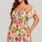 🏖️Summer Hot Sale 60% OFF🏝️👗Floral Smocked Square Neck Midi Dress with Pockets💃