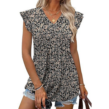 🏖️Summer Hot Sale 60% OFF🏝️Women's Summer V-Neck Ruffle Sleeve Floral Peplum Top