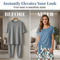🌿👚👖 50% OFF Women’s Side-Tie Top & Patterned Pants Set ✨– Soft Breathable Blend, Adjustable Waist Definition & Botanical Print