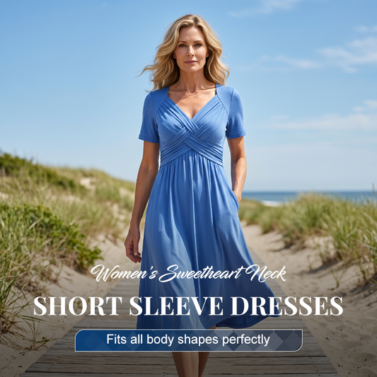 🏖️Summer Hot Sale 60% OFF🏝️👗Women’s V-Neck Short Sleeve Long Dress 🌸 Elegant Flowing Fit, Comfortable Fabric & Effortless Everyday Style