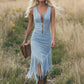 🤠 LIMITED-TIME 60% OFF! ✨👗Retro Western Tassel Sleeveless Slim Dress – Fringe Hem, Front Zipper, Cowgirl Style🌵