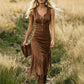 🤠 LIMITED-TIME 60% OFF! ✨👗Retro Western Tassel Sleeveless Slim Dress – Fringe Hem, Front Zipper, Cowgirl Style🌵