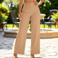 🔥Last Day Sale 60% OFF⏰🌿👖Ladies' Solid Wide Leg Trousers - Loose Fit | Side Pockets | Versatile Neutral Colours