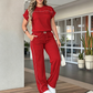🔥Last Day Sale 60% OFF⏰👕👖Women's Casual Short Sleeve Top & Wide Leg Pants Set✨