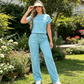 🔥Last Day Sale 60% OFF⏰👕👖Women's Casual Short Sleeve Top & Wide Leg Pants Set✨
