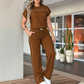 🔥Last Day Sale 60% OFF⏰👕👖Women's Casual Short Sleeve Top & Wide Leg Pants Set✨