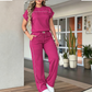 🔥Last Day Sale 60% OFF⏰👕👖Women's Casual Short Sleeve Top & Wide Leg Pants Set✨