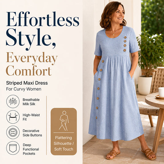 🎉LIMITED TIME 60% OFF! 👗Striped Pocket Dress – Soft & Versatile Everyday Style✨
