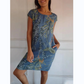 Women's Botanical Print Round Neck Dress