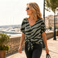 🌷2026 Summer Sale 50% OFF☀️👚Women's V-Neck Tie-Front Zebra Print T-Shirt✨