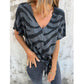 🌷2026 Summer Sale 50% OFF☀️👚Women's V-Neck Tie-Front Zebra Print T-Shirt✨