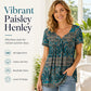 🏖️Summer Hot Sale 50% OFF🏝️👚Women's Paisley Print V-Neck Short Sleeve Top✨