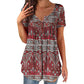 🏖️Summer Hot Sale 50% OFF🏝️👚Women's Paisley Print V-Neck Short Sleeve Top✨