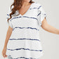 🏖️Summer Hot Sale 50% OFF🏝️👚Plus Size Striped Short Sleeves V-Neck T-Shirt✨