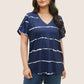 🏖️Summer Hot Sale 50% OFF🏝️👚Plus Size Striped Short Sleeves V-Neck T-Shirt✨
