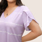 🏖️Summer Hot Sale 50% OFF🏝️👚Plus Size Striped Short Sleeves V-Neck T-Shirt✨