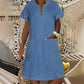 🏖️Summer Hot Sale 50% OFF🏝️👗Women's Short Sleeve V-Neck Denim Dress✨