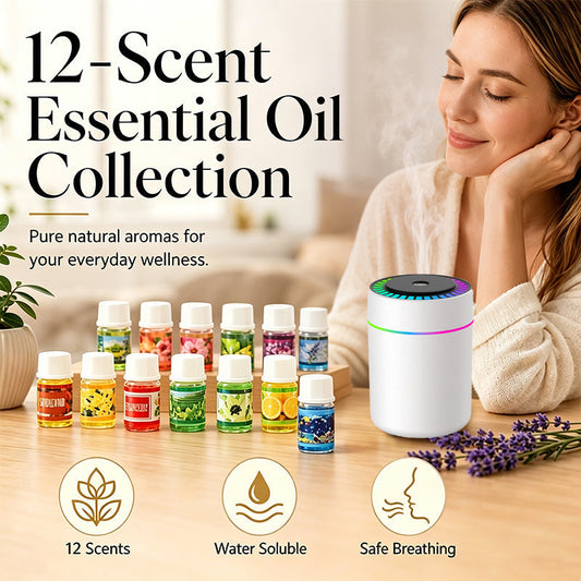 🎉2026 Sale Over 27,000 Sold!🌿Water-Soluble Essential Oil Set – 12 Scents, Mixes with Water – No Residue, No Clogging – Instant Aromatherapy! ✨
