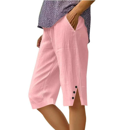 ⌛Limited Time Sale🔥Women's Casual Solid Color Pocket Capri Pants