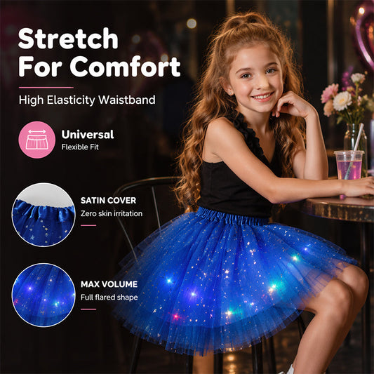 ⌛Limited Time Sale 50% OFF🔥🌈💡LED Light Up Sequin Tutu Skirt Star Mesh Princess Skirt🎁