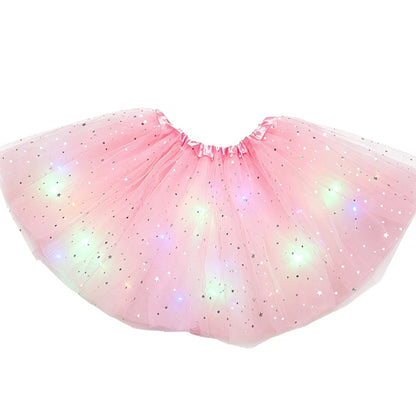 ⌛Limited Time Sale 50% OFF🔥🌈💡LED Light Up Sequin Tutu Skirt Star Mesh Princess Skirt🎁
