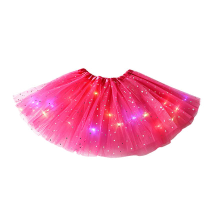 ⌛Limited Time Sale 50% OFF🔥🌈💡LED Light Up Sequin Tutu Skirt Star Mesh Princess Skirt🎁