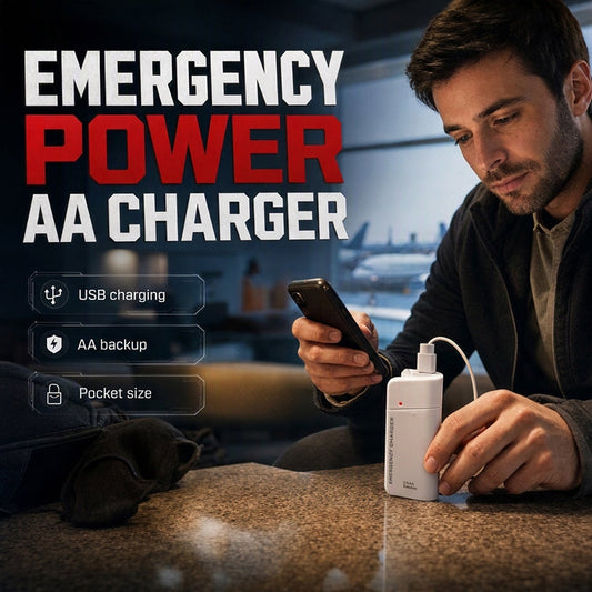 💥Buy 1 Get 1 Free⚡📱🔋Portable Emergency Phone Charger AA Battery Powered Power Bank with LED Flashlight🎁