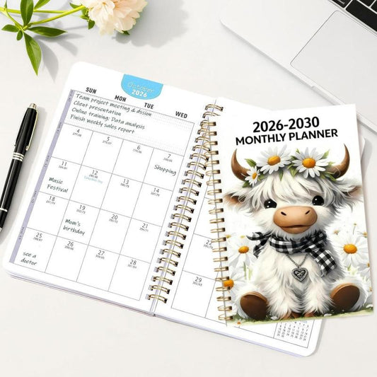 🥳💞74K+ SOLD🐮Buy 1 Get 1 Free💥2026/27–2030 Monthly Planner✨Cute Highland Cow 4/5-Year Calendar | Large Monthly Blocks for Long-Term Planning🎁