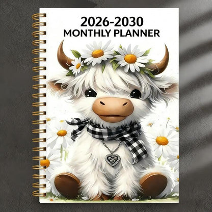 🥳💞74K+ SOLD🐮Buy 1 Get 1 Free💥2026/27–2030 Monthly Planner✨Cute Highland Cow 4/5-Year Calendar | Large Monthly Blocks for Long-Term Planning🎁