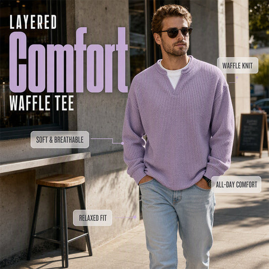 ⌛Limited-Time Offer💥👕Layered Comfort Waffle Tee🎁