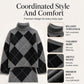 ⌛Limited Time Sale 60% OFF🍂🧥👗Women's Argyle Knit Sweater & Skirt 2-Piece Set🎁