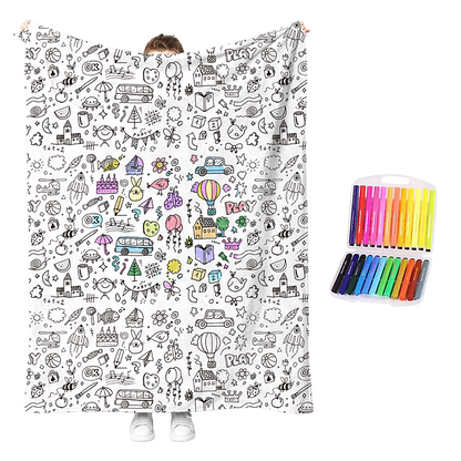 ⌛LIMITED‑TIME 50% OFF! 🥳💞46K+ SOLD🎨🖍️DIY Coloring Blanket Kit – Soft, Washable, Creative‑Fun🎁