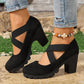 🥳💞36K+ SOLD🥳👠Women's Cutout Platform Mary Jane High Heels, Crisscross Strap Block Heel🎁