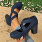 🥳💞36K+ SOLD🥳👠Women's Cutout Platform Mary Jane High Heels, Crisscross Strap Block Heel🎁