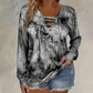 ⌛Limited Time Sale 50% OFF🔥👚Women's Tie-Dye Printed Lace-Up V-Neck Top🎁
